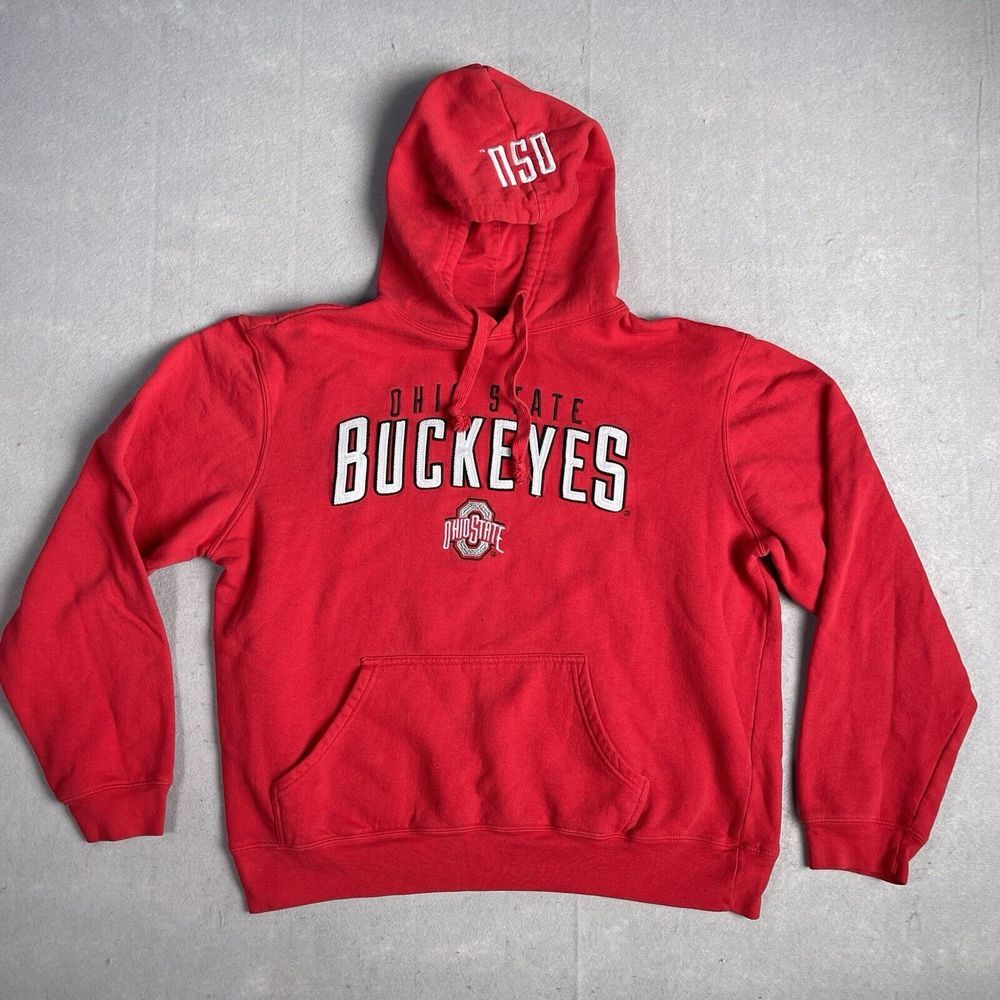 Varsity Authentic Apparel Ohio State Hooded‎ Pullover Sweatshirt Mens Large Red